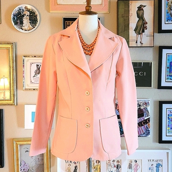 Vintage‎ - Sunshine Alley Peach Dagger Collar Blazer - Picture 1 of 7